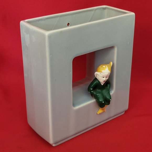 VTG 3D Pixie Elf Wall Pocket Planter Vase Open Square - Picture 12 of 13